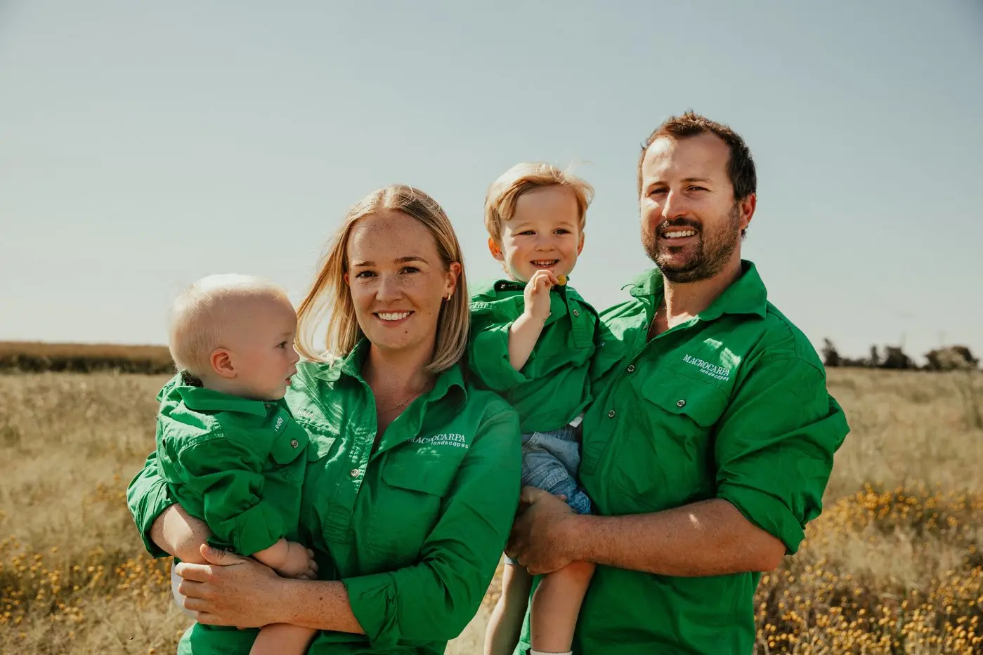 Luke and Kate Nixon with their children Teddy and Mack. PHOTO: Supplied