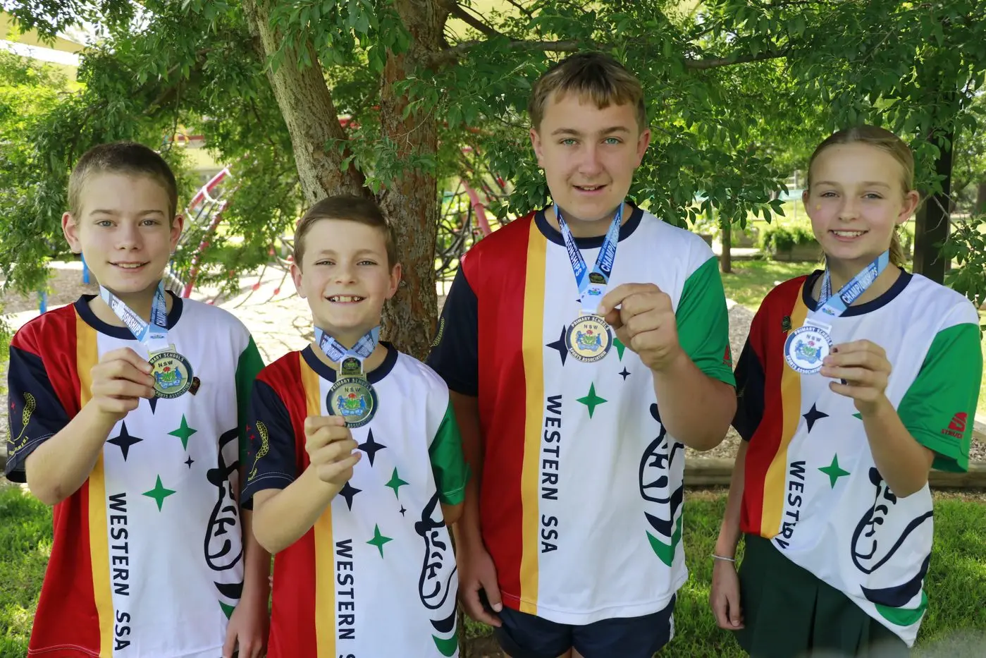 Our successful Bedgerabong relay team, Roman Symonds, Hunter Maxwell, Locky Veigel and Georgia Pengilly.