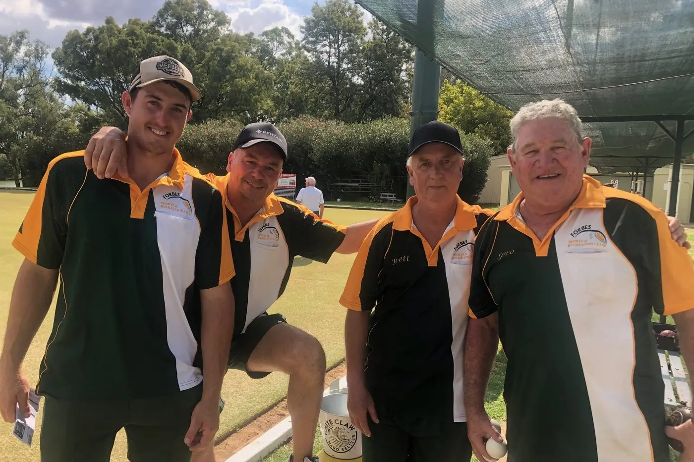 Mitch Andrews Pooch Dukes Brett Davenport and Spro Asimus contesting the major pairs. PHOTOS: Supplied