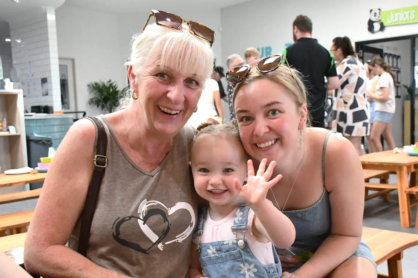 Hayley Quigley, Evie Stace and Grace Quigley loving the open day at Lakeshore.