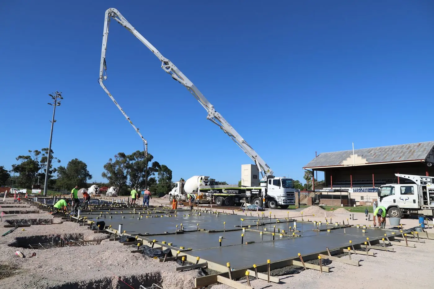 The concrete has been poured for the foundations of the Spooner Oval grandstand. PHOTO: Supplied