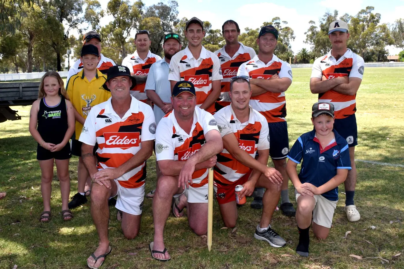Bowlie Tigers (back) Mya, Roman and John Welsh, Aaron Wykamp, Matt Welsh, Isaac Sly, Mark Stirling, Josh Higgins and Clinton Hooper (front) Andrew Burdon, Brett Haydon, Henry Willis, Hudson Welsh. PHOTO: Jenny Kingham