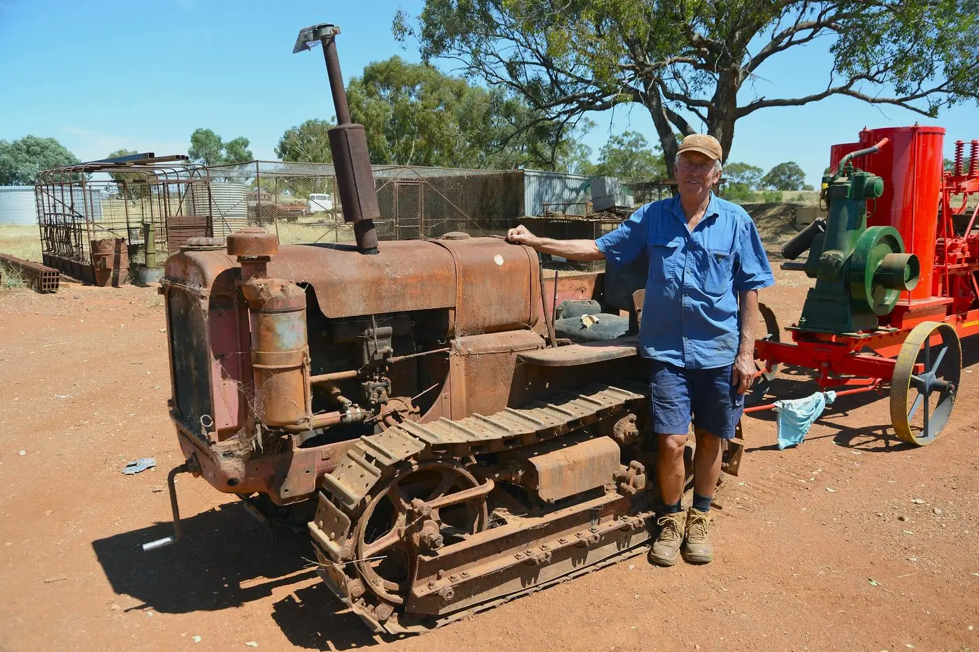 Digger Anderson with his tracked McCormick and Deering T6 and the Horwood Bagshaw haypress his grandfather brought in 1940. PHOTO: David Ellery