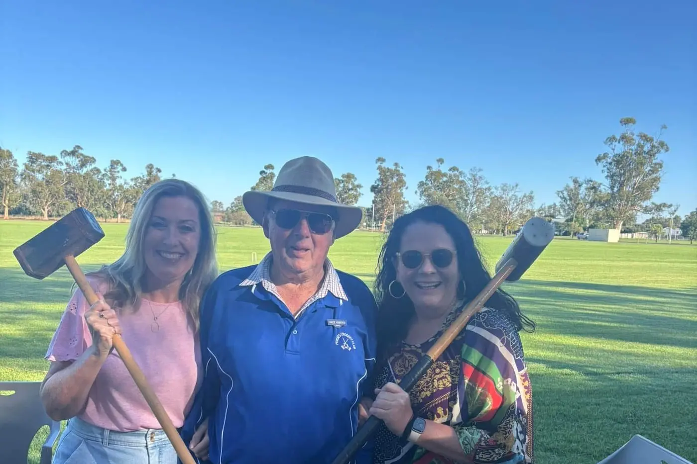 Tania, Vince and Sandra Roberts at croquet this week. PHOTO: Elvy Quirk