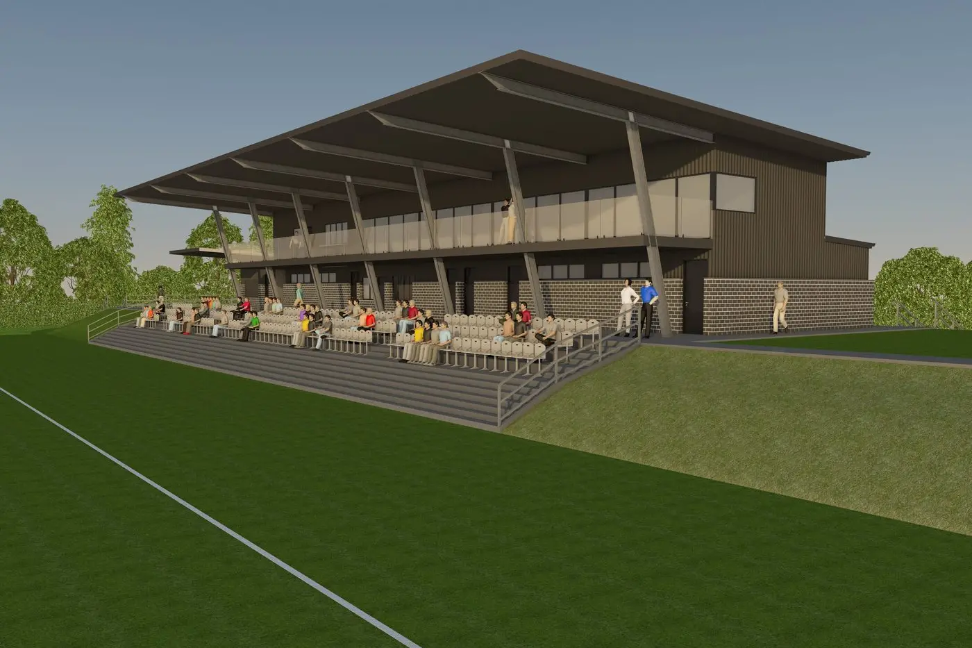 Rendering of the new Spooner Oval grandstand currently under construction. PHOTO: Supplied