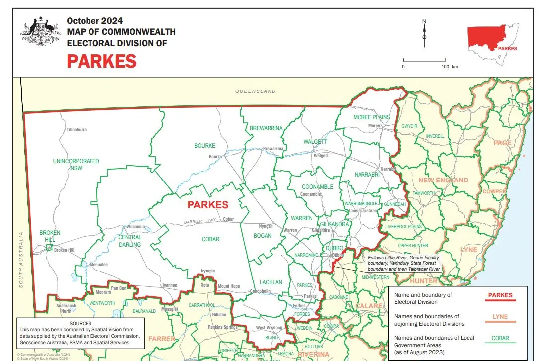 Forbes and Parkes will vote in the federal electorate of Parkes when we go to the polls this year. PICTURE: Australian Electorate Commission