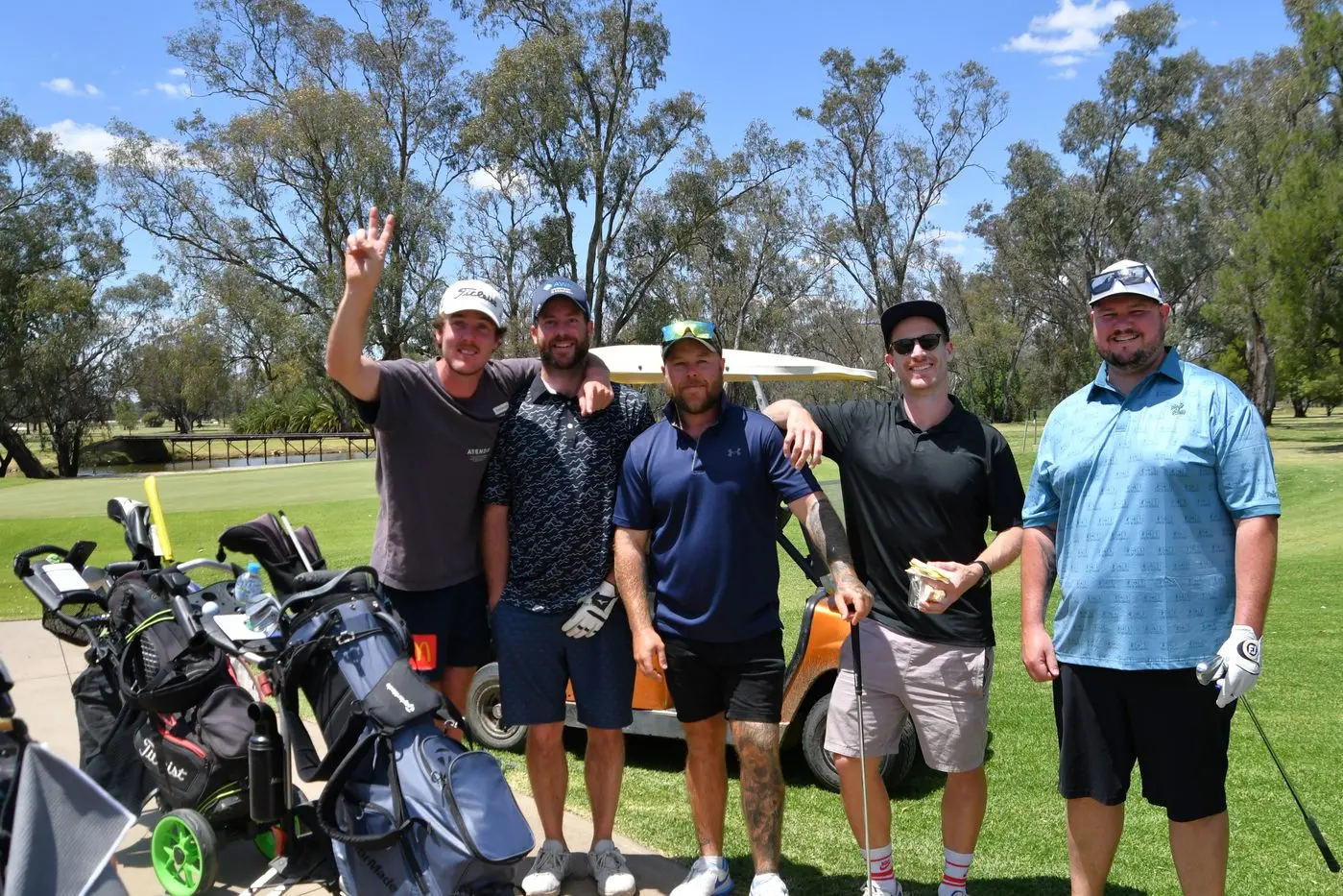 Brad Ashton, Marchus Inder, Harry Callaghan, Jayden Pendleton and Kailab Tyne on the Forbes golf course. PHOTO: Jenny Kingham