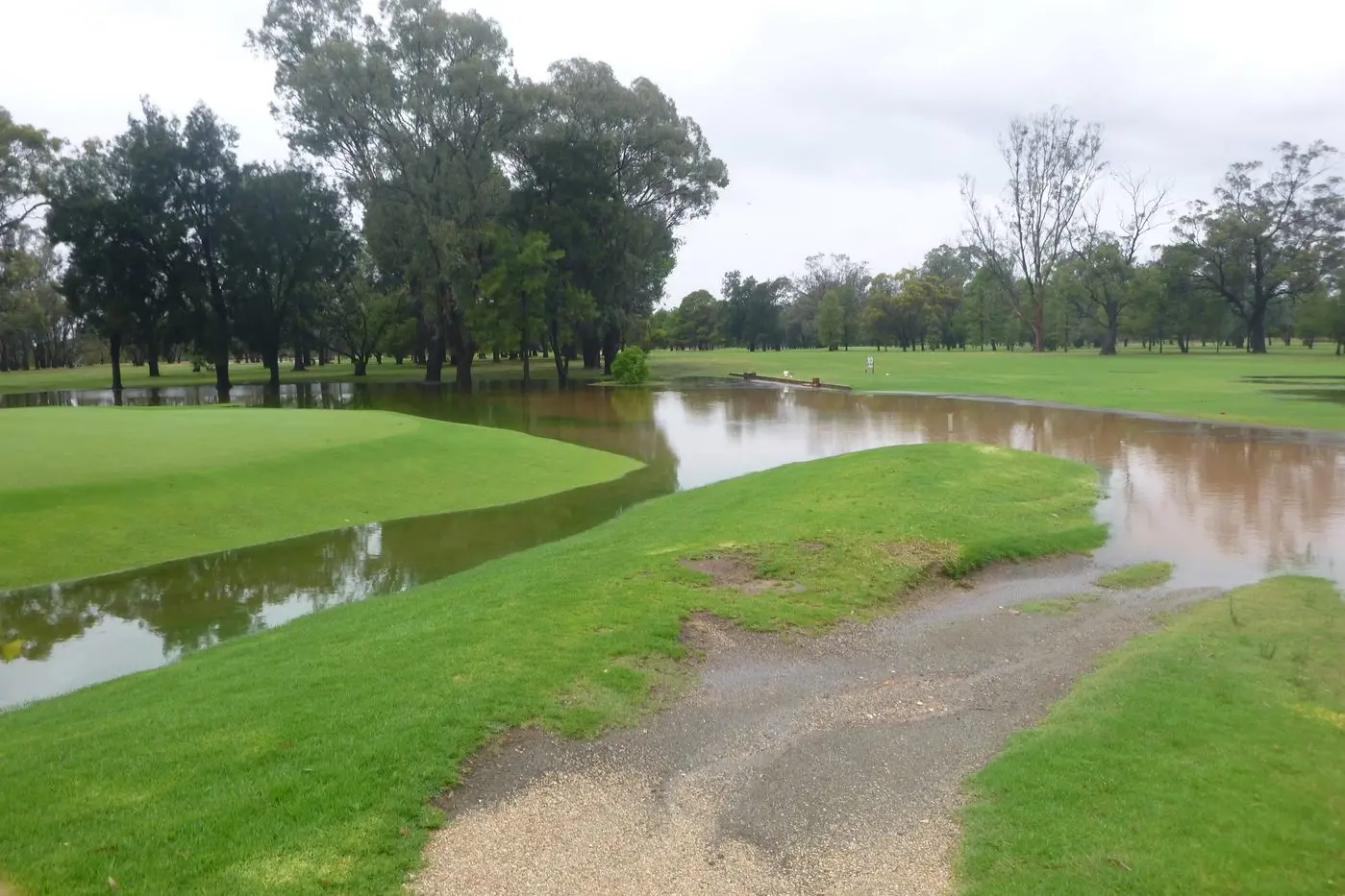 Looking across to the 8th green and the 9th tee, both isolated. The 8th green surrounded by water is reminiscent of the TPC Sawgrass 17th green.
