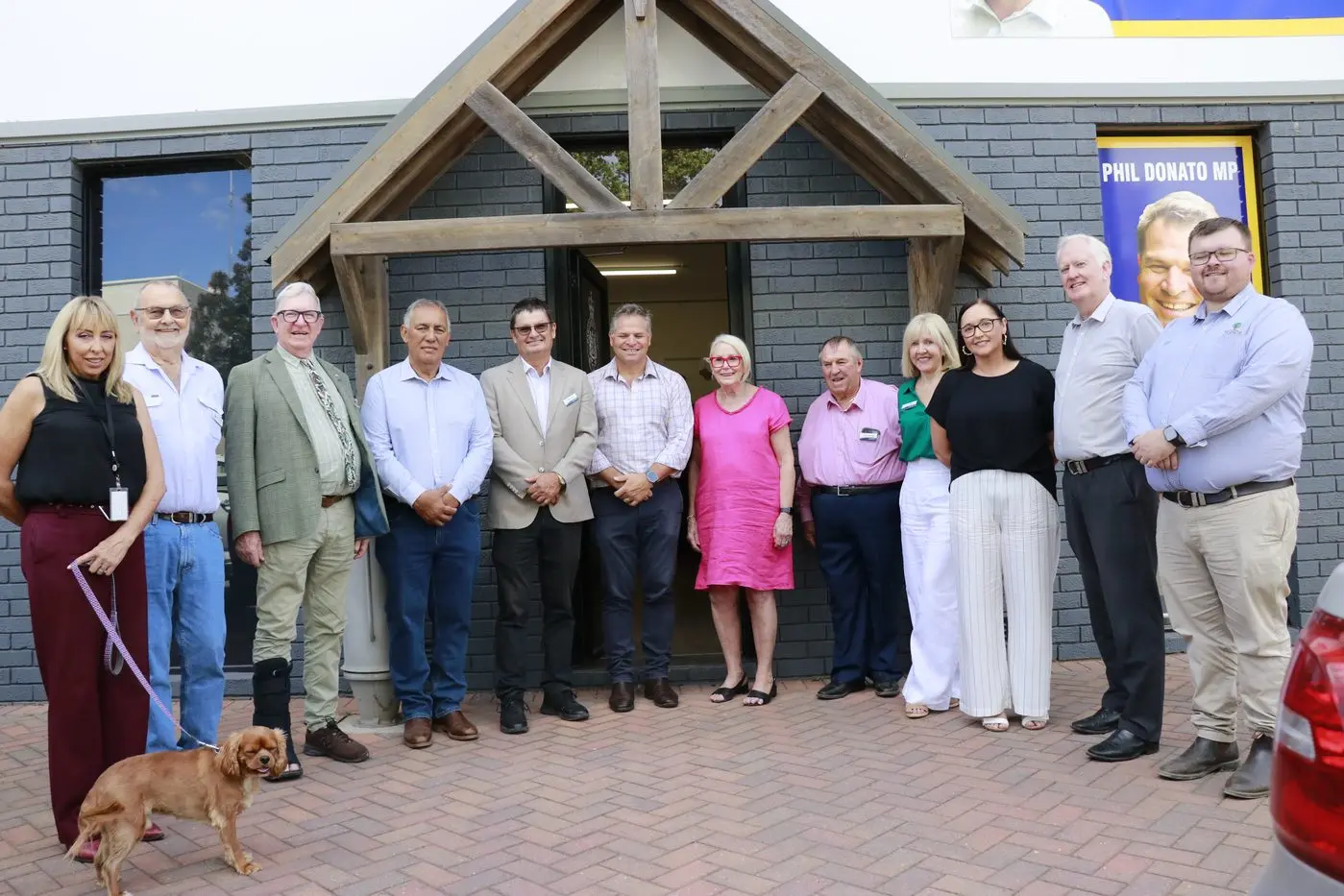 MP Phil Donato with Forbes and Parkes shire councillors Brian Mattiske, Bill Jayet, Steve Karaitiana, Parkes Mayor Neil Westcott, Forbes Mayor Phyllis MIller OAM, Kenny McGrath, Joy Paddison, Parkes Deputy Mayor Marg Applebee, Forbes acting general manager Richard Jane and Aidan Clarke.