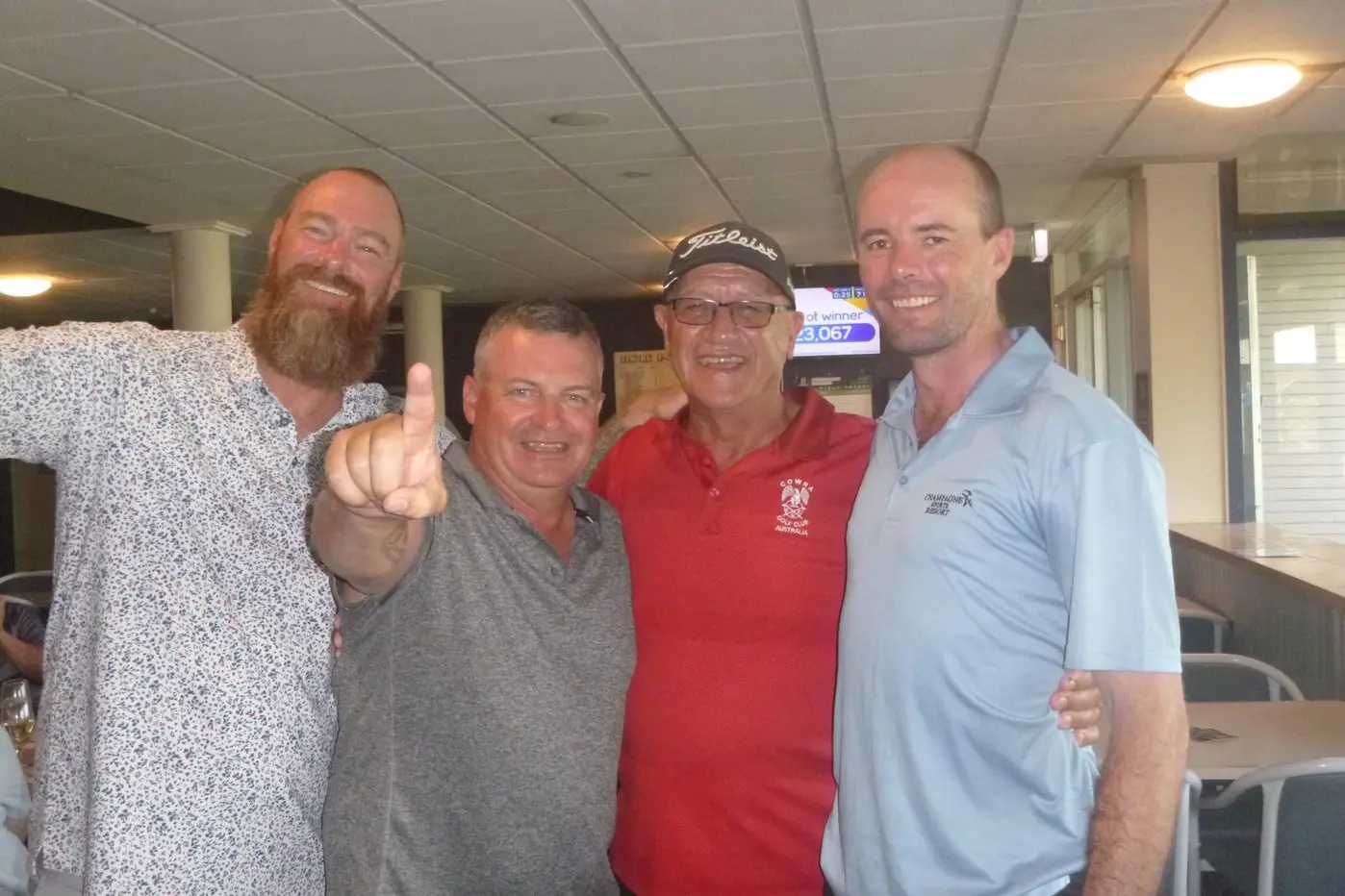 A happy winning team \\u2013 Shane Sallaway, Brett Thomas, Fons Melisi and Andy Cogswell - at the Sanderson Memorial Day. PHOTOS: Supplied