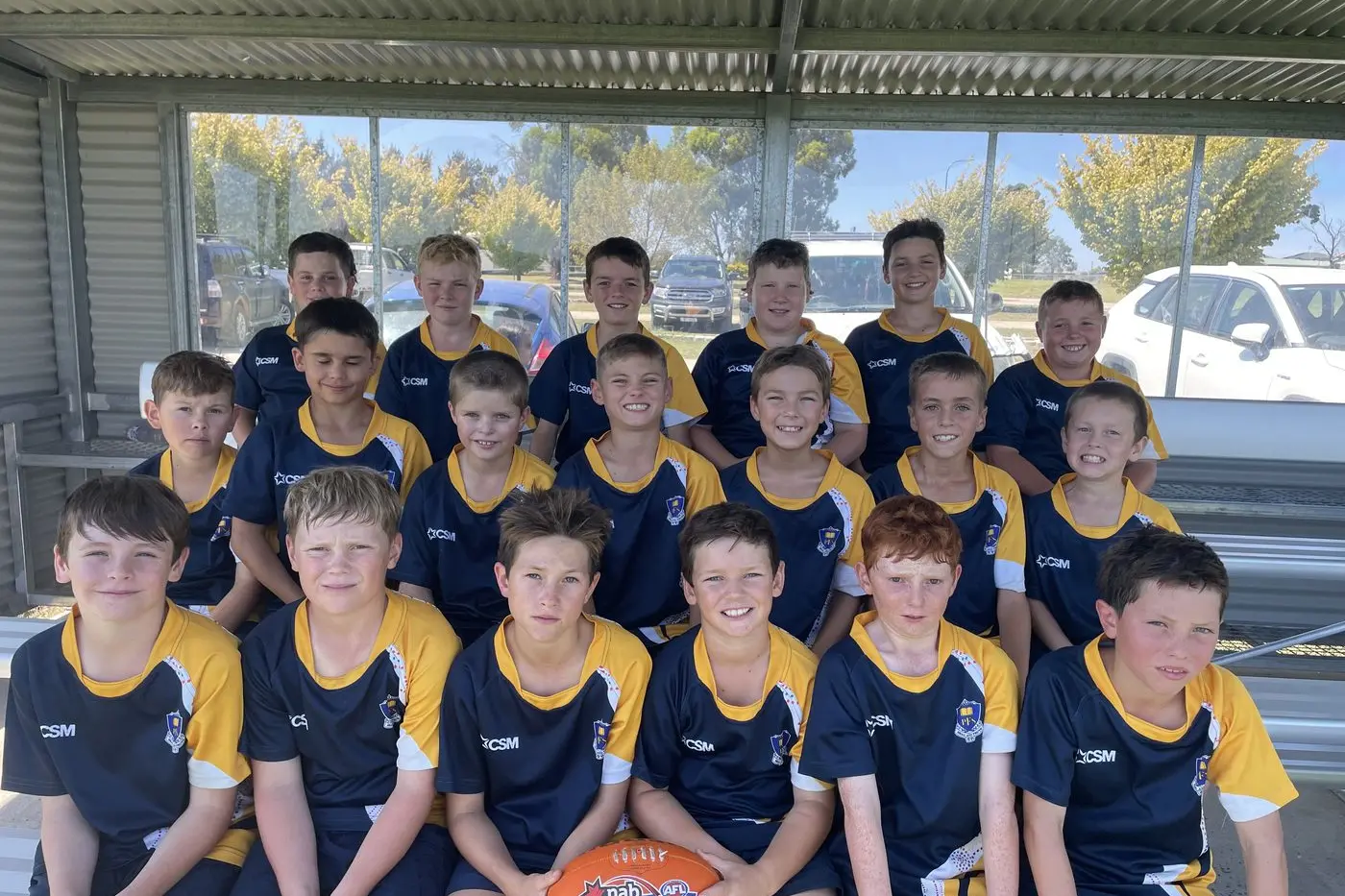 Forbes Public School AFL representatives (back) Joc, Maxy, Anderson, Van, Hamish, Cameron (middle) Declan, Arlie, Mac, Ari, Eddie, Jack B, Cruze (front) Harry, Leo, Max P, Nate, Max M, Jack P. PHOTO: Supplied