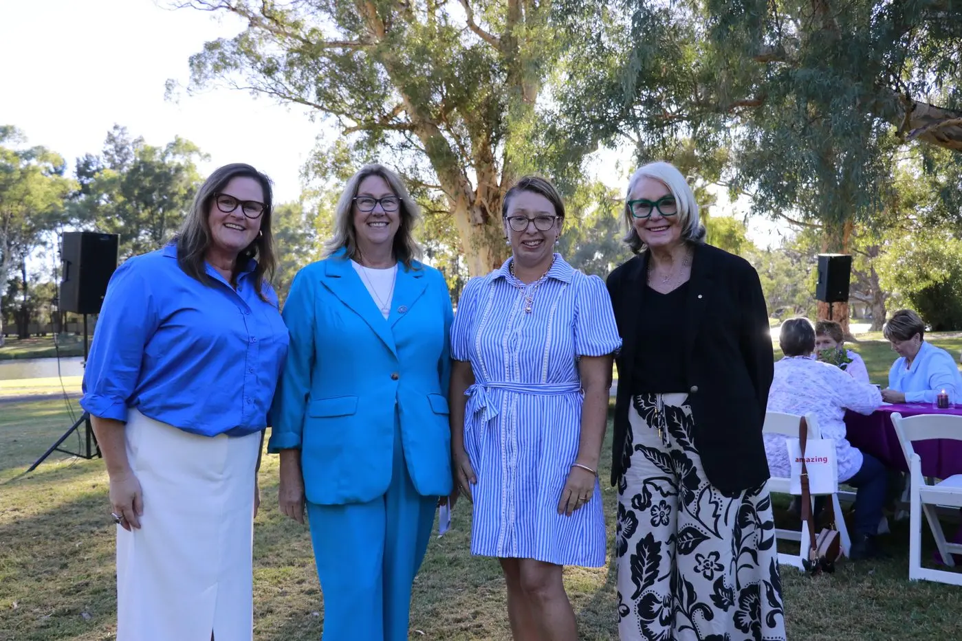 Cr Michelle Herbert and Mayor Phyllis Miller OAM with guest speakers Dr Belinda Mawhinney and Kelly Foran. 