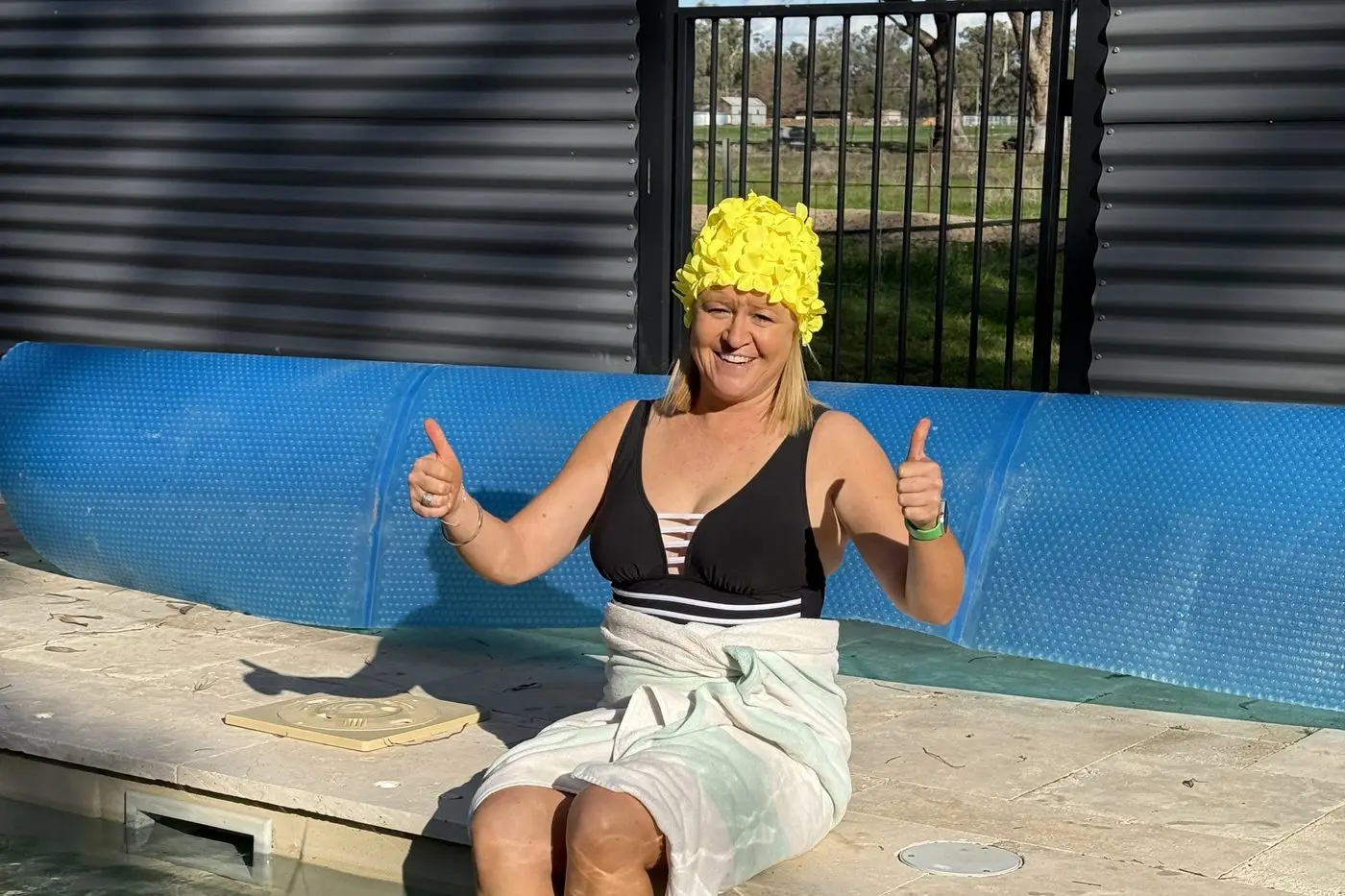 Amy Shine is taking part in the Daffodil Day Dip raising funds for the Cancer Council.