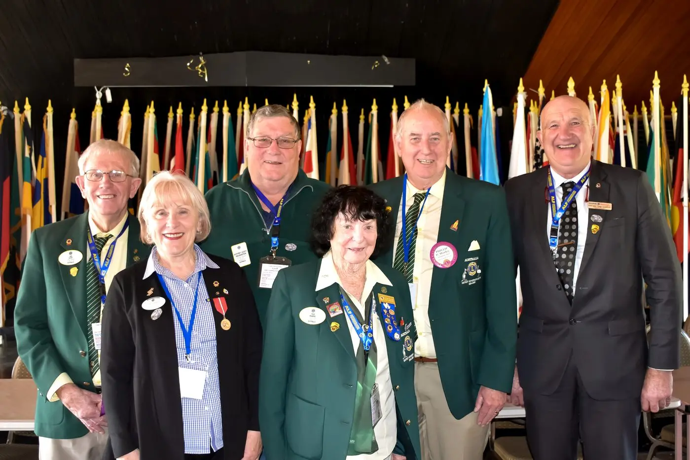District Governor Ian Acret of Forbes, First Vice District Governor Judy Ryan, Immediate Past District Governor Geoff Freudestein, District Governor 201 N1 Yvie Kearns, District Governor N3 Phillip Morley and Multiple District Youth Coordinator Toby Crawford. PHOTO: Jenny Kingham