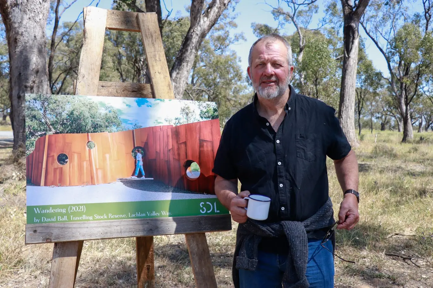 David Ball, who created the work Wandering, returned for the opening of the sculpture trail. 