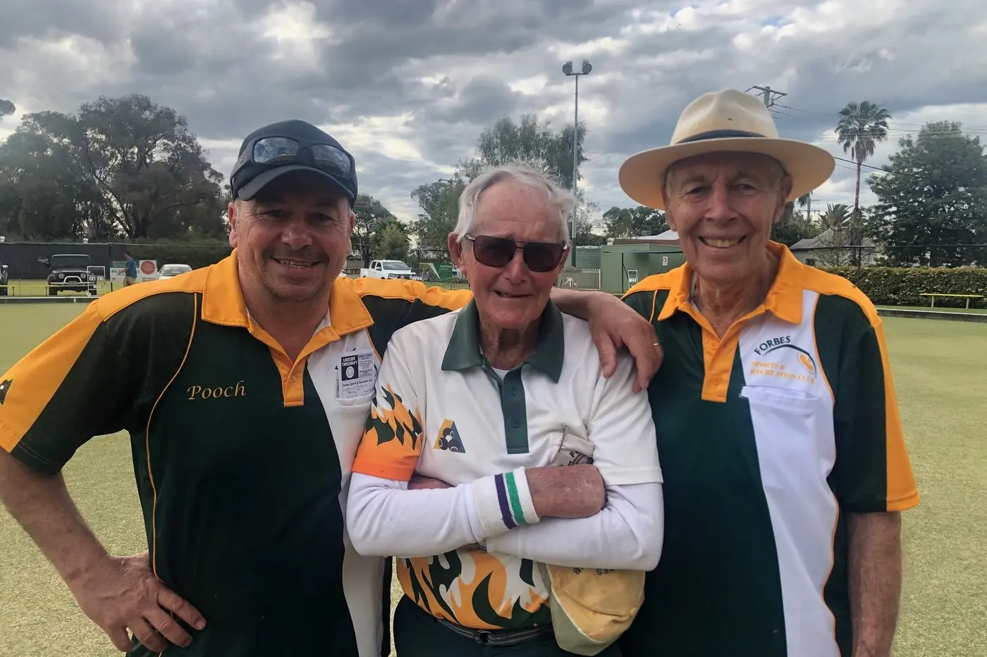Minor Triples winners Robert (Pooch) Dukes, Cliff Nelson and Bill Scott. PHOTO: Tara Shaw
