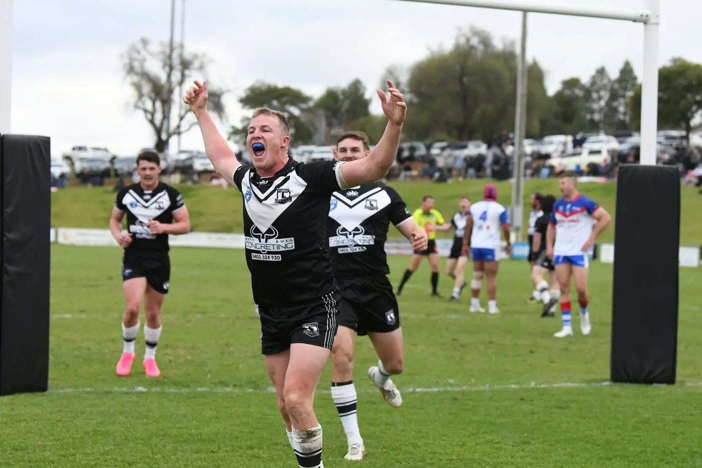 Tom Toohey enjoying one of Forbes\\' first half celebrations. 