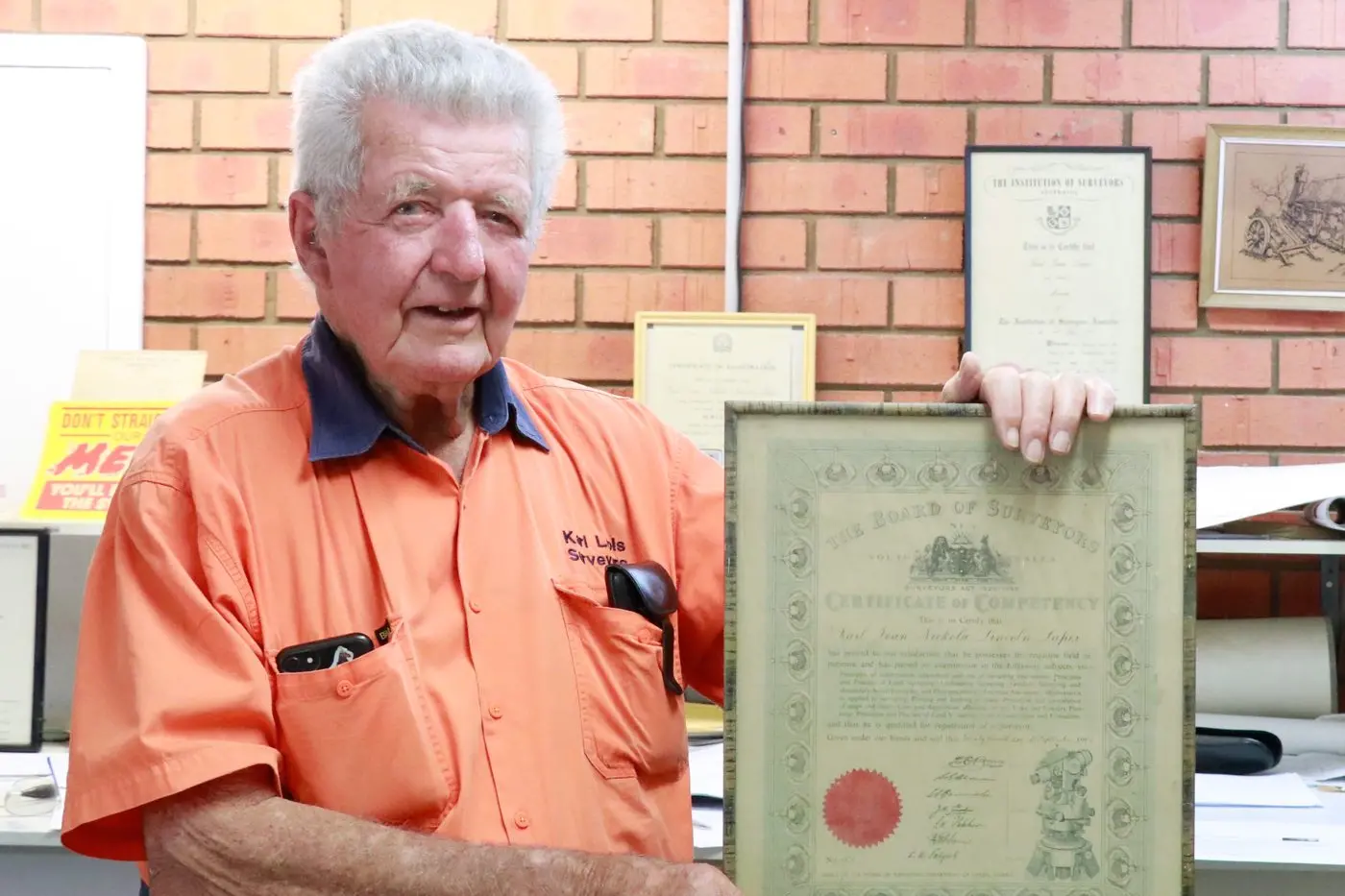 Karl Lupis was issued his Certificate of Competency and his registration as a surveyor in 1964, and continues in practice today.