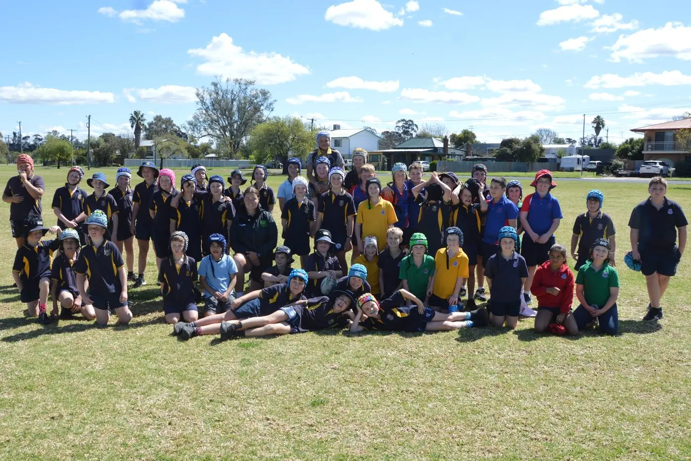 Forbes Public School and Forbes North Public School students had fun coming together to play rugby league. PHOTOS: Madeline Blackstock