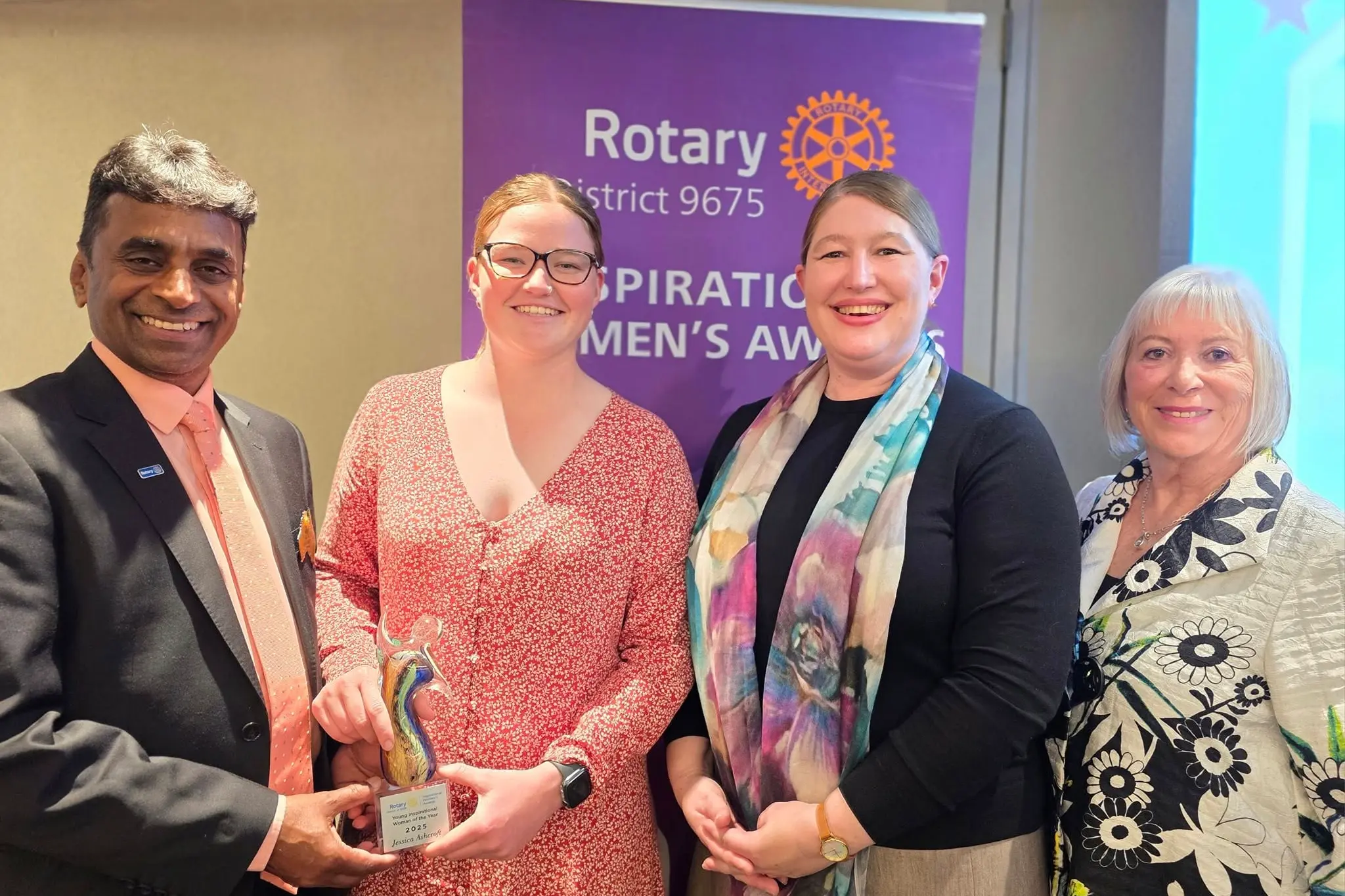 <p>Jessica Ashcroft is presented as Rotary\\'s Young Inspiring Woman of the Year. </p>\\n
