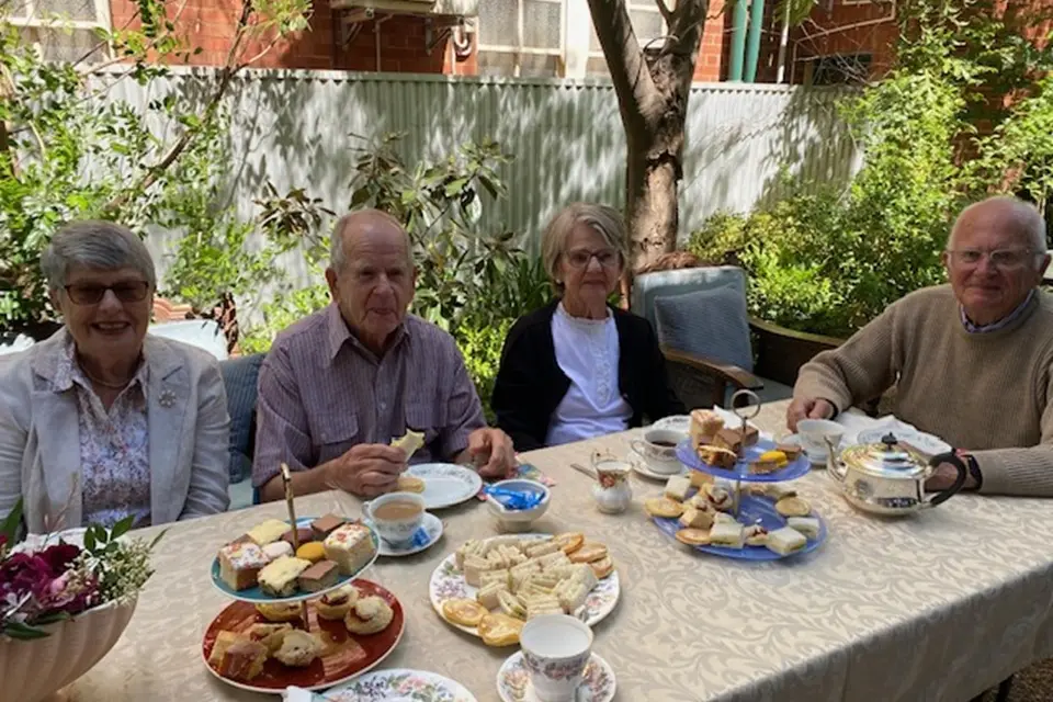 <p>Robyn Drury, Trevor Drury, Bev Green and Lloyd Gerdes enjoying afternoon tea. PHOTO: U3A Forbes</p>\\n