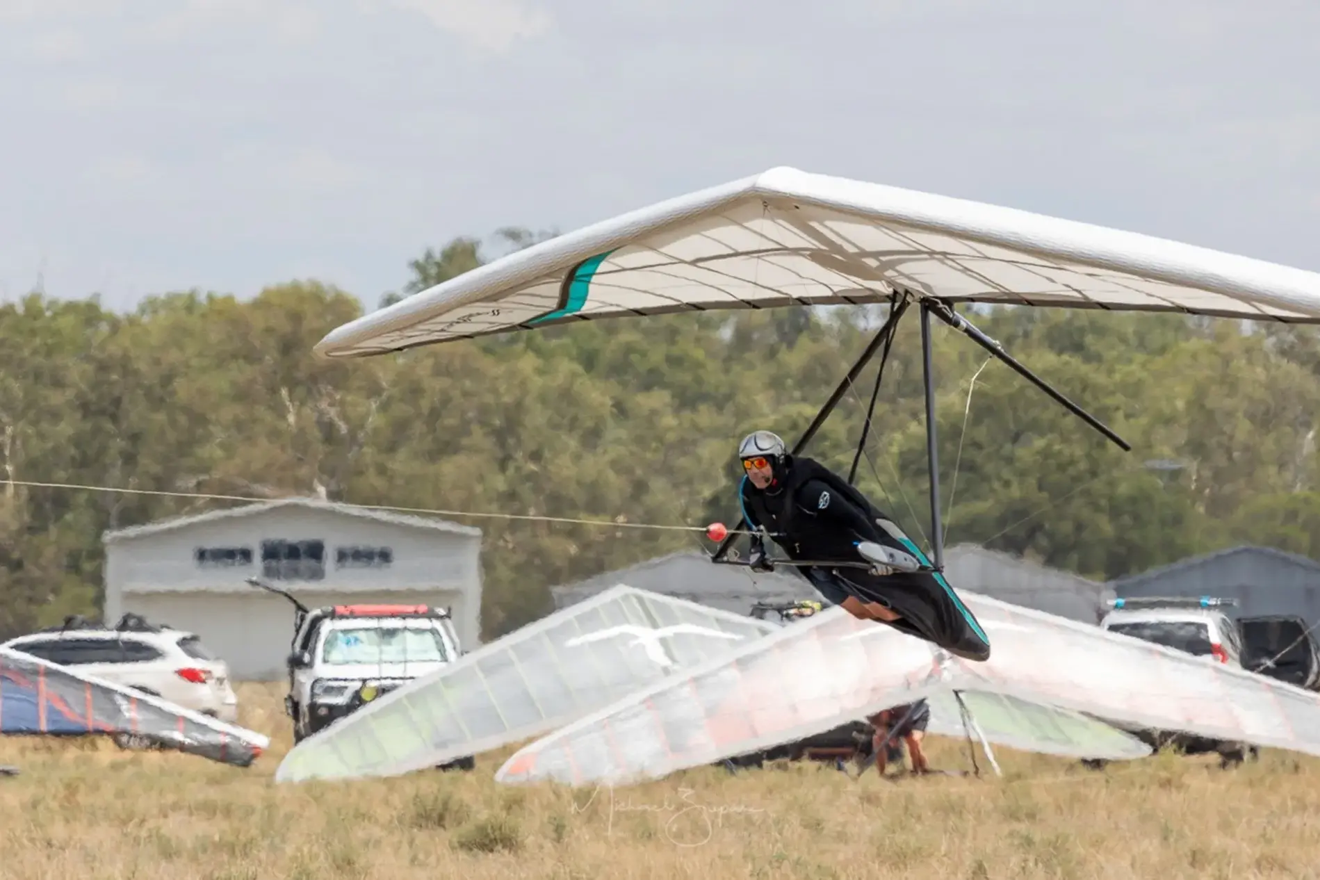 <p>A hang glider is towed into the sky at Bill\\'s Paddock - just north of Forbes aerodrome. PHOTO: Michael Zupanc, Peak Pictures</p>\\n