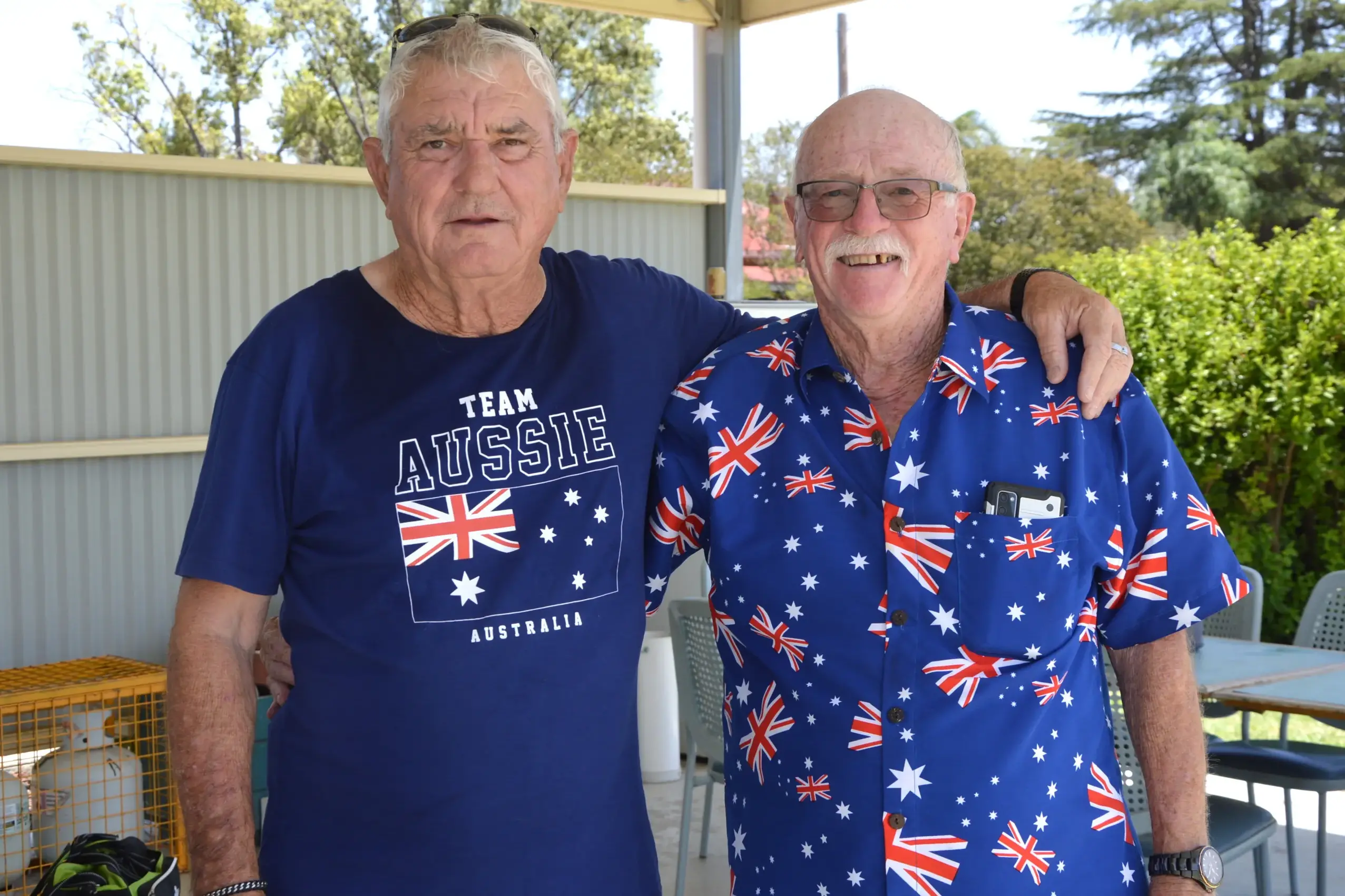 <p>Tony latter and Mick Furney were at the Railway Bowling Club on Australia Day. PHOTO: Madeline Blackstock</p>\\n