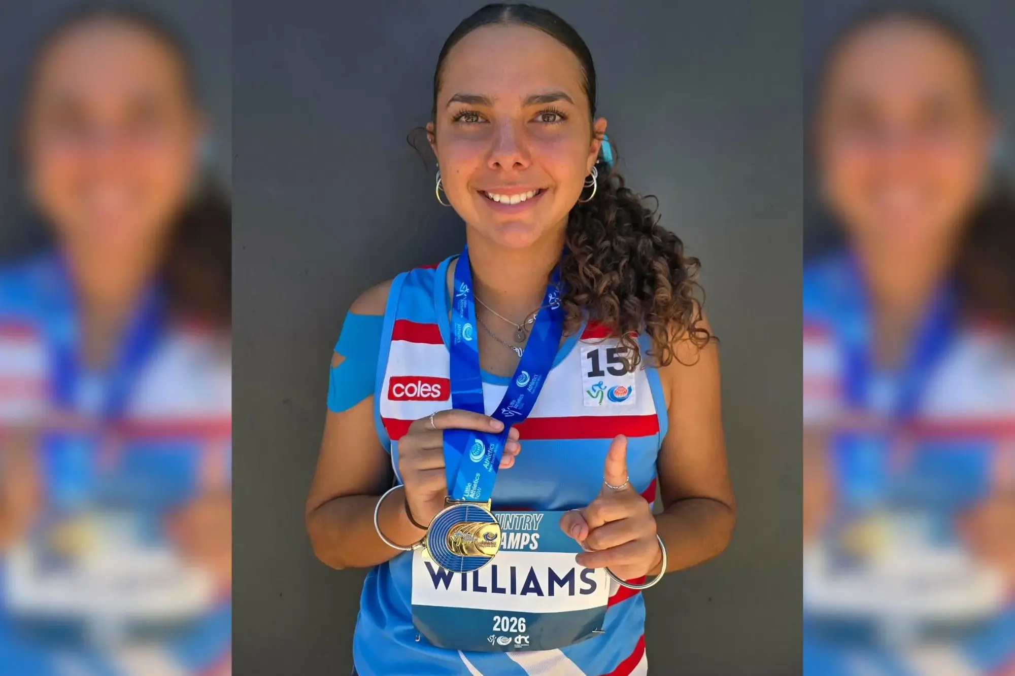 <p>Vashti Williams placed first in 15 year girls javelin with a new record.</p>\\n