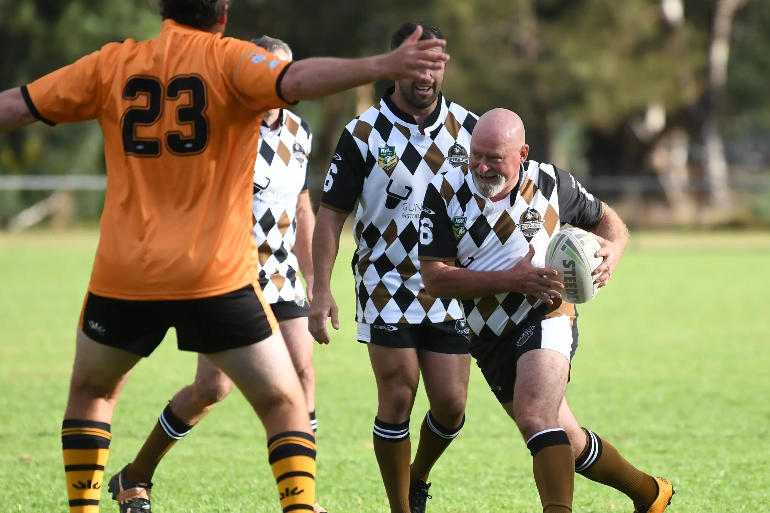 <p>Warren Welsh carries the ball for Eugowra in 2025. </p>\\n