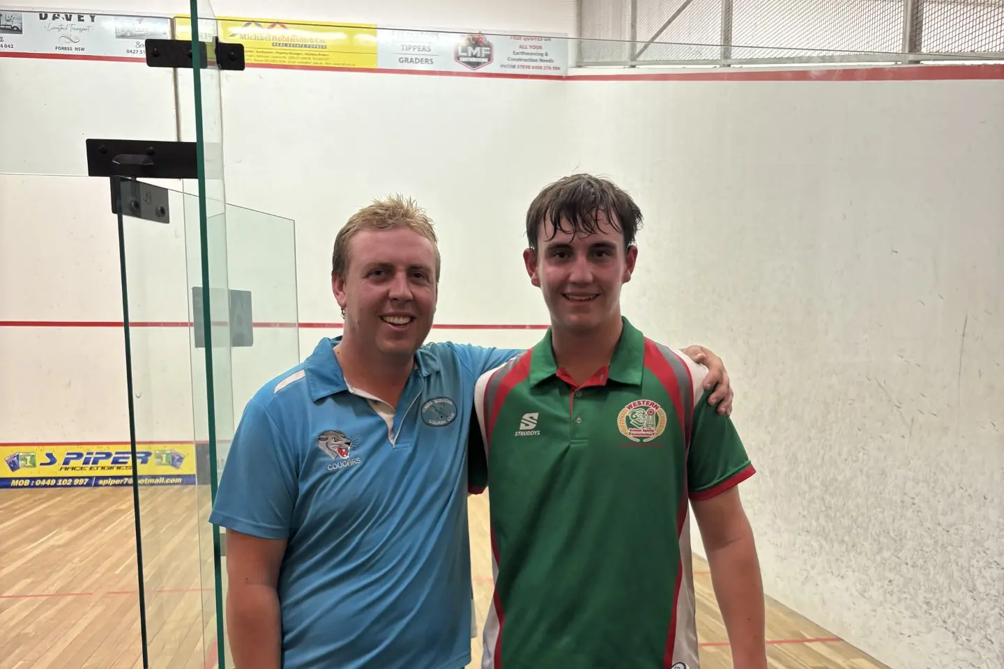 <p>Cameron Dale and Will Markwort after their great hit.</p>\\n