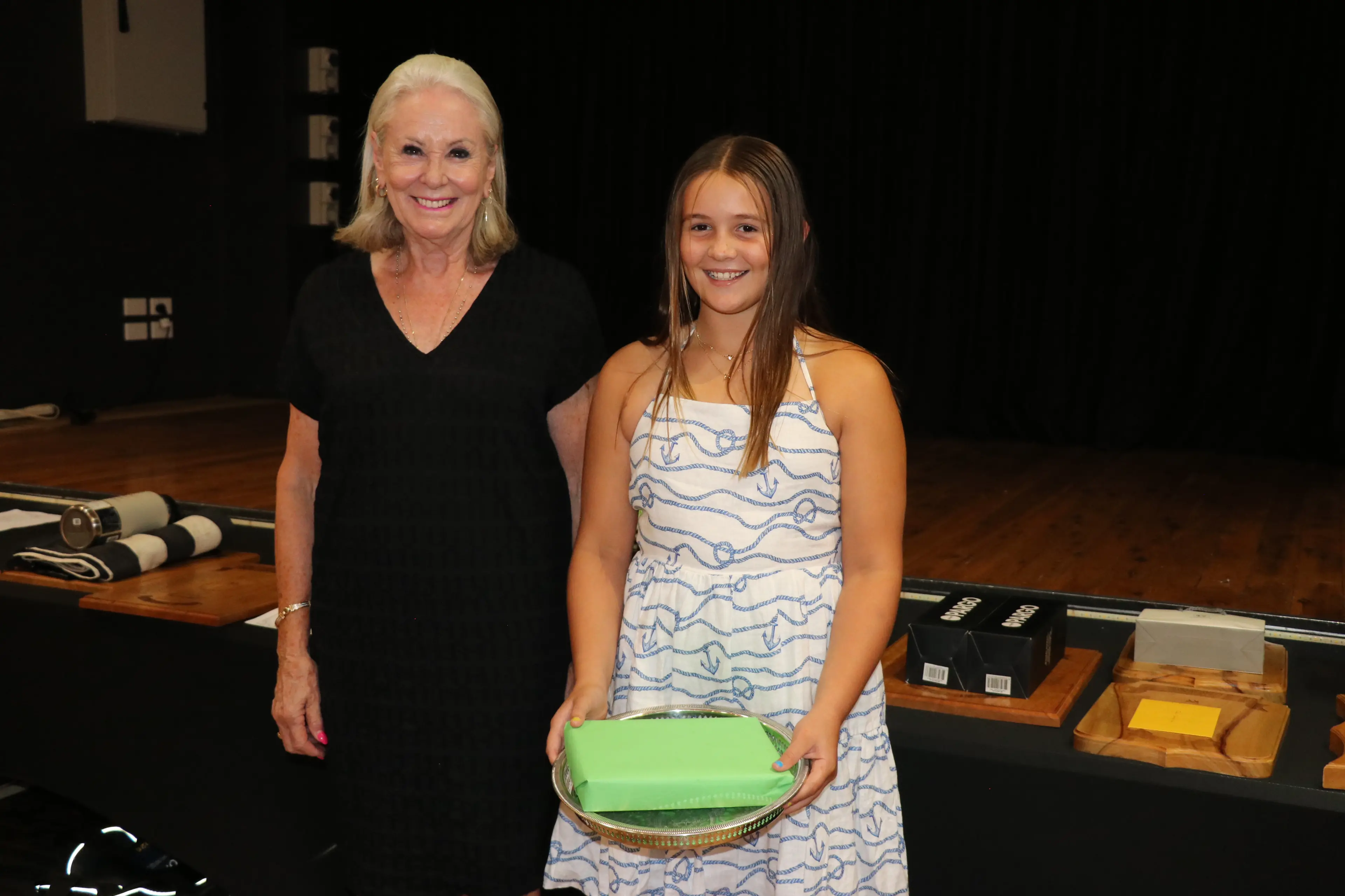 <p>Mayor Phyllis Miller congratulates Maddison West, winner of the Phillip Adams encouragement award.</p>\\n