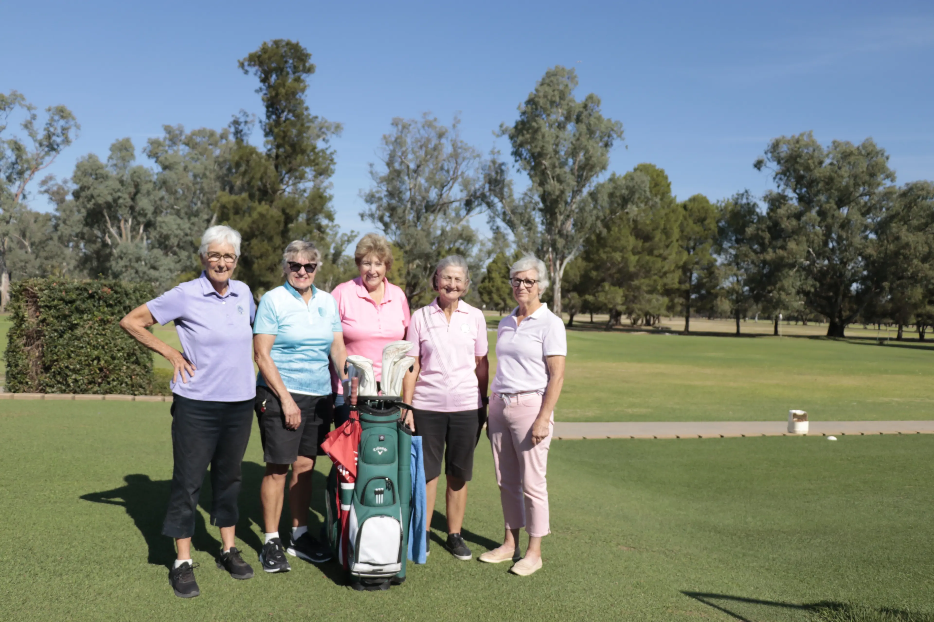 <p>Sally Perry, Heather Davidson, Jenny Hubbard, Robin Lyell and Sarah Black at the Forbes golf course. </p>\\n