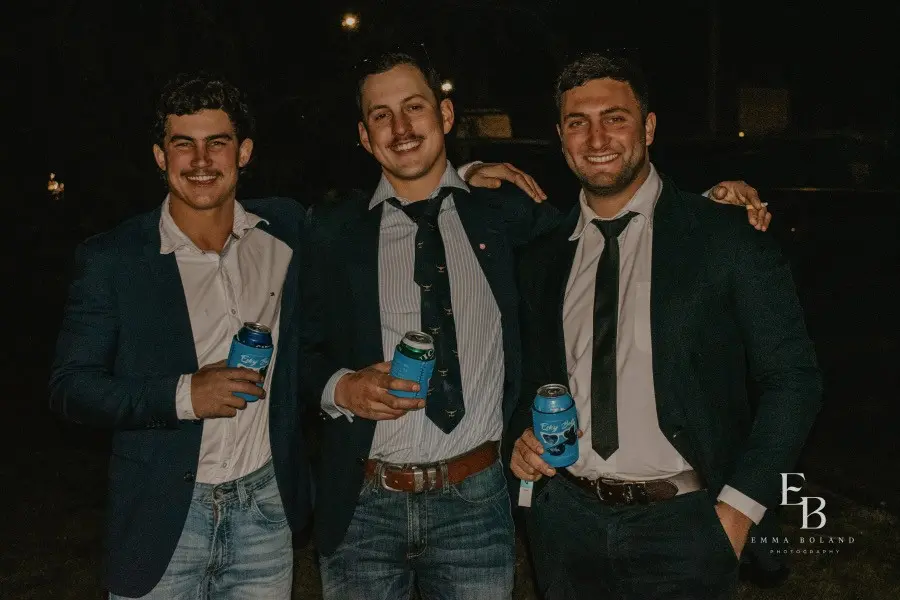 <p>Sam Fraser, Duncan Muir, and Jacob Bugeja at last year\\'s Gooloogong Esky Ball.</p>\\n