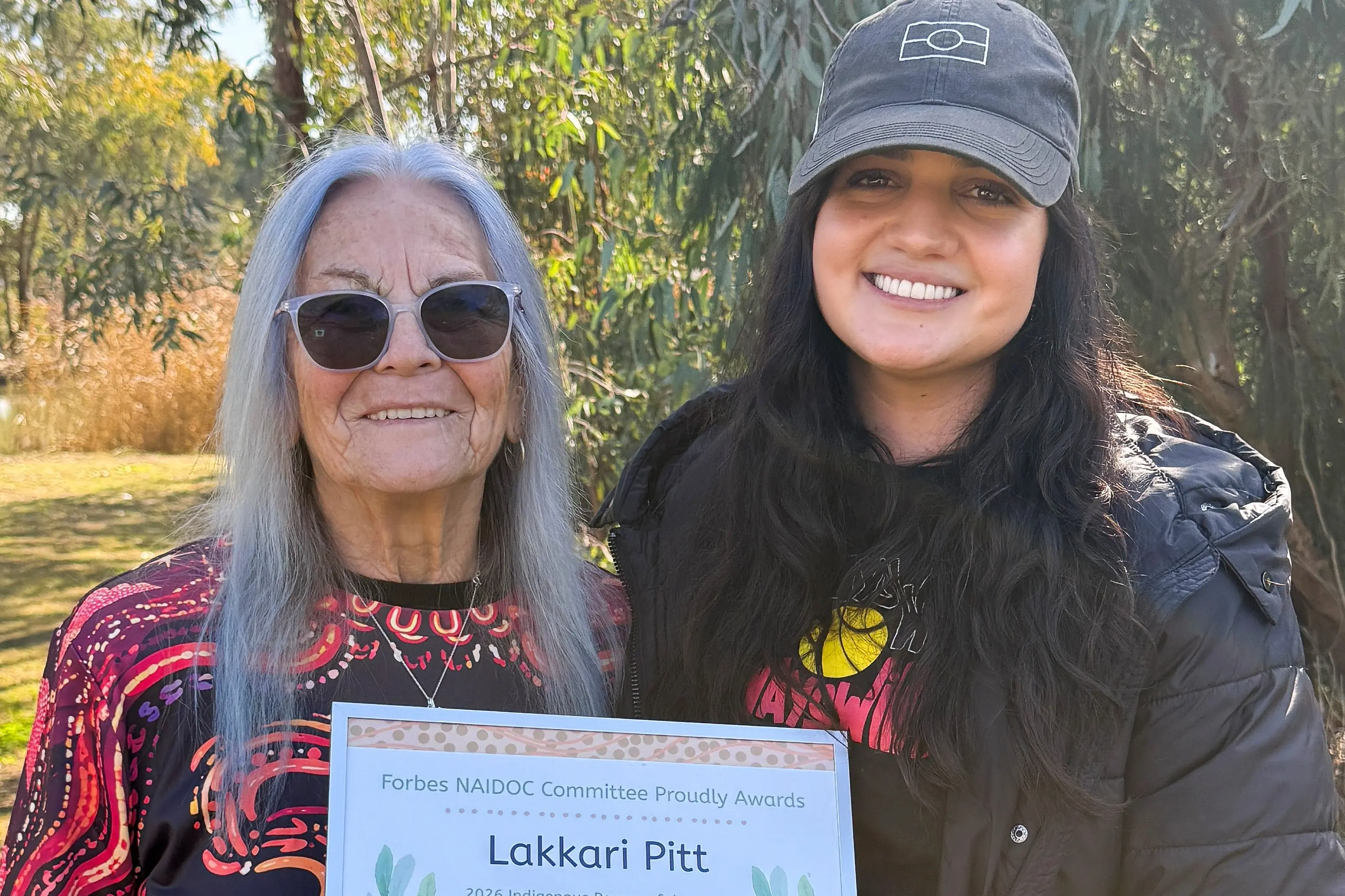 <p>Elder Wendy Hughes congratulates Lakkari Pitt, our 2026 Indigenous Person of the Year (over 18). </p>\\n