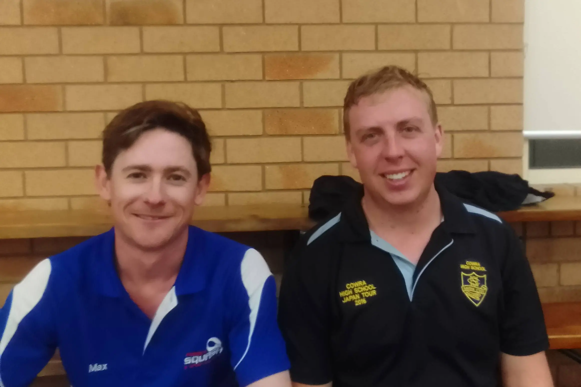<p>Cam Dale and Max Ridley after a big contest in the squash championships.</p>\\n