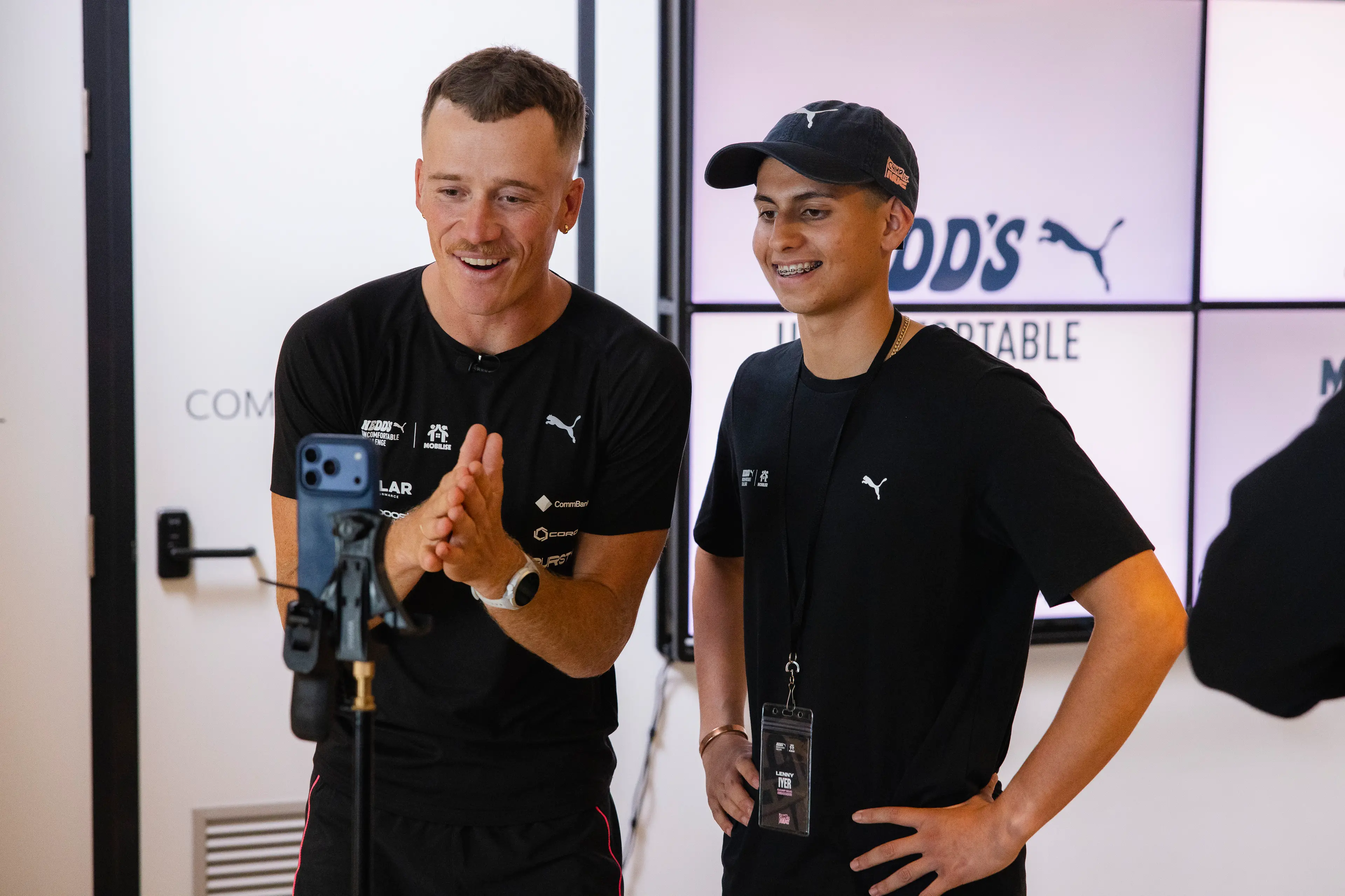 <p>Young Australian of the Year Nedd Brockmann encouraging everyone to back Forbes 15-year-old Lenny Iyer in his mission to complete a triathlon a day this October to raise funds for Mobilise and people experiencing homelessness. PHOTO: Bursty</p>\\n