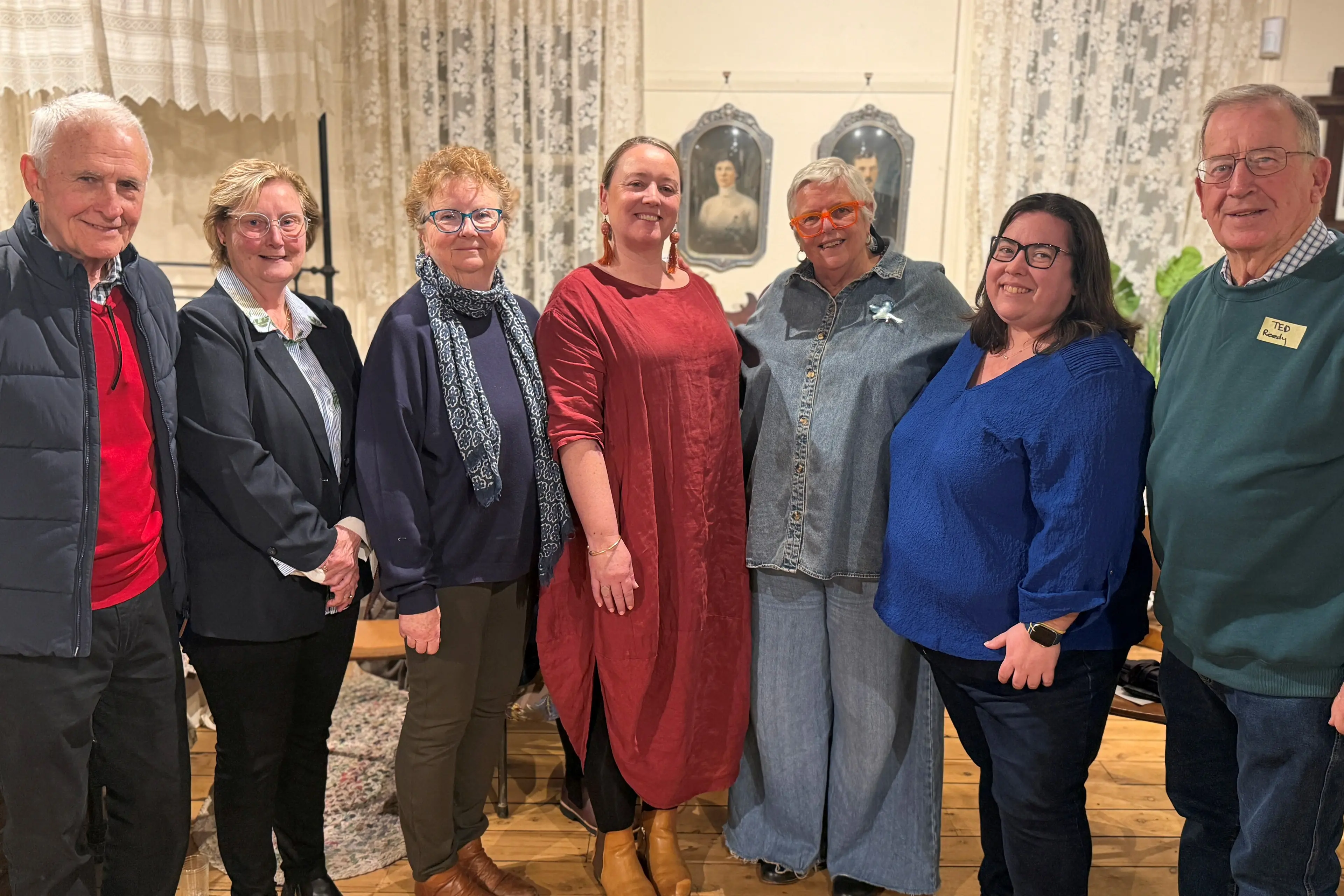 <p>Editor Dr Merrill Findlay (third from right) with writers (from left) Peter Vandeleur, Cate Honan, Karen Ritchie, Emma Wooldridge, Laura Hyett and Ted Reedy.</p>\\n