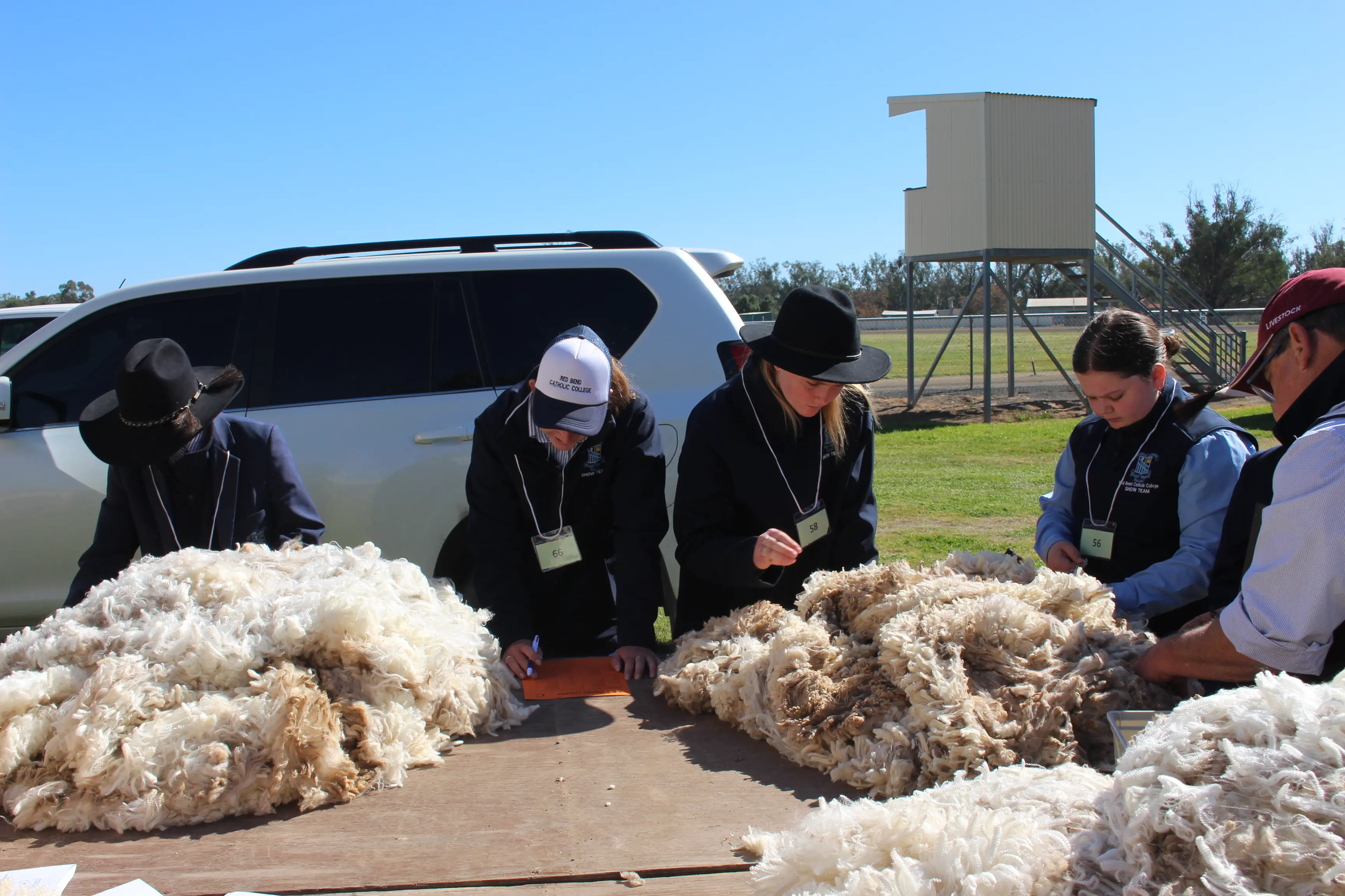 <p>Competitors judged a variety of fleeces to determine the top quality, and explained their rankings to the judges.</p>\\n